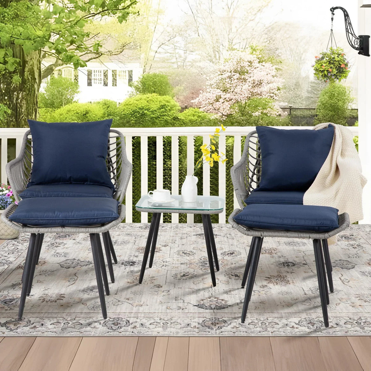 Nouveauté 2026 – Ensemble bistro de patio 3 pièces FHFO , mobilier d'extérieur en résine tressée pour balcon, appartement ou terrasse, ensemble table et chaises en rotin (2 pièces), beige