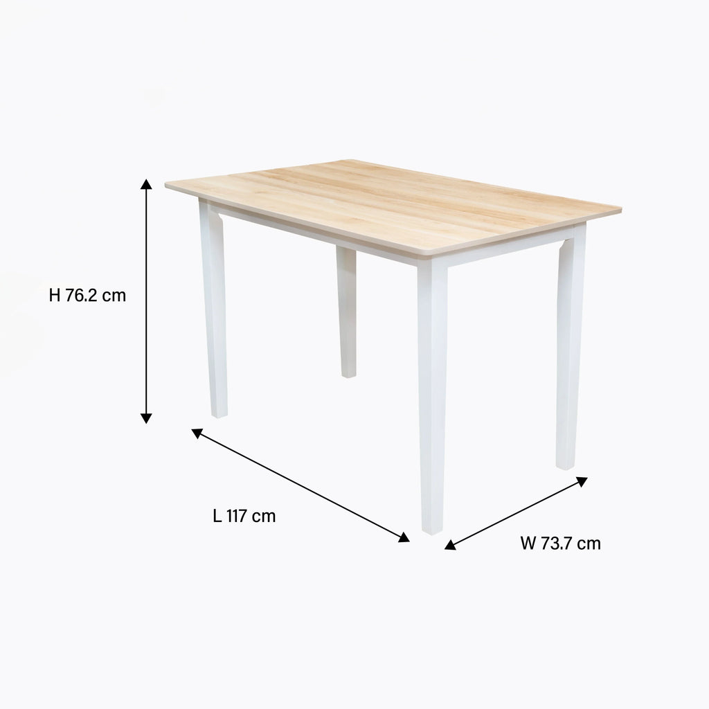 Nouveauté 2026 – Ensemble de salle à manger 5 pièces Mainstays , 1 table et 4 chaises, blanc, MDF et bois d'hévéa, intérieur, table de 117 cm (L) x 74 cm (l) x 76 cm (H