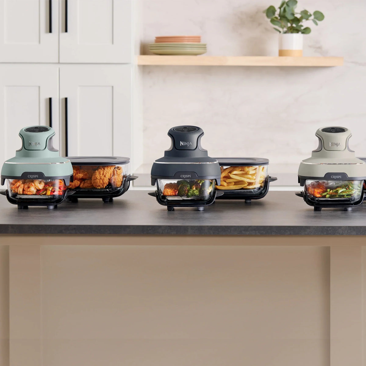 Nouveauté 2026 – Friteuse à air portable Ninja Crispi 4-en-1 en verre , récipients de 4 pintes et 6 tasses, Cyberspace