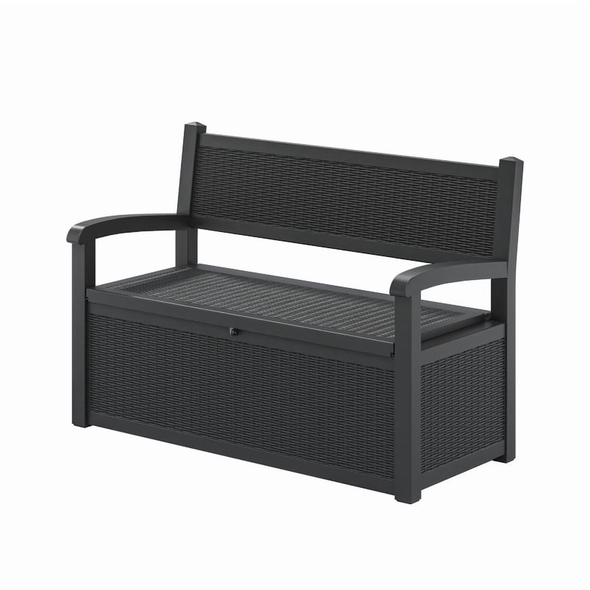 Nouveauté 2026 – Coffre de rangement Bifanuo de 70 gallons avec banc et accoudoirs, résistant à l'eau, idéal pour le mobilier de patio, les outils de jardin, le rangement de piscine et les coussins d'extérieur. Couleur : gris