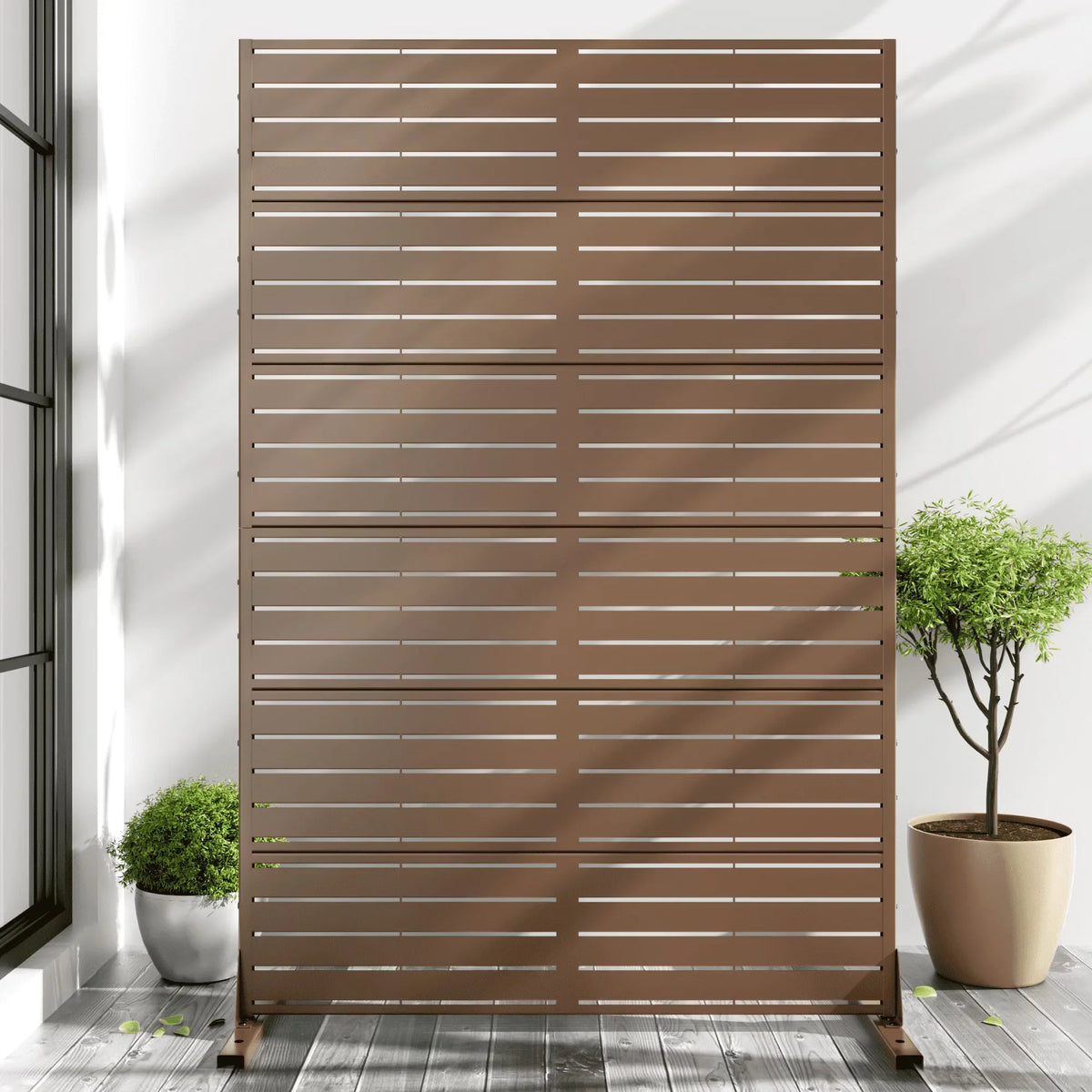 Nouveauté 2026 – Panneau de séparation extérieur en métal noir MAYEERTY 72*47" pour patio, style classique à persiennes
