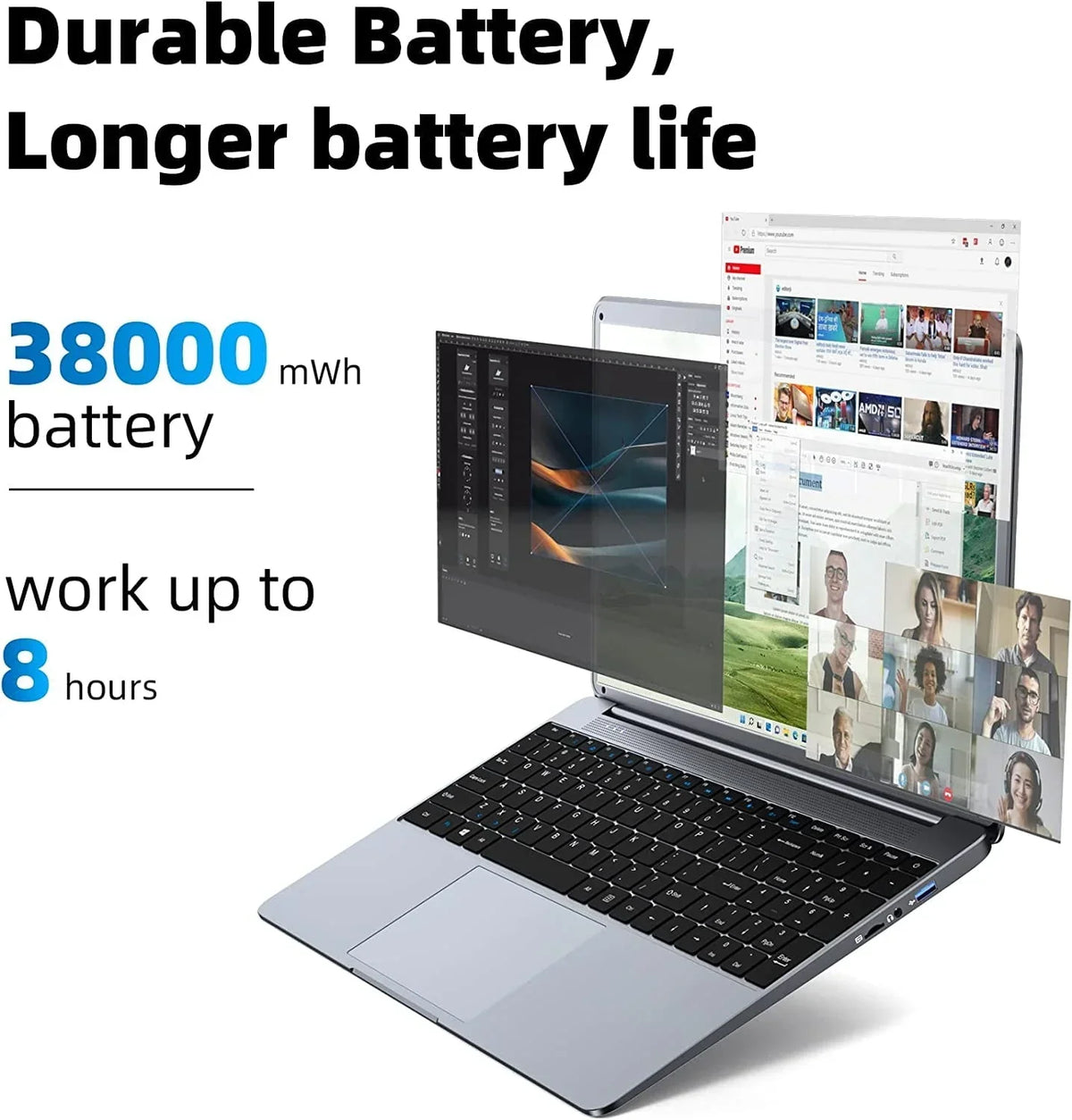 Nouveauté 2026 – Ordinateur portable SGIN 15,6 pouces : 12 Go de RAM DDR4, SSD de 512 Go, Windows 11, processeur Intel Celeron N5095A, écran Full HD 1920 x 1080