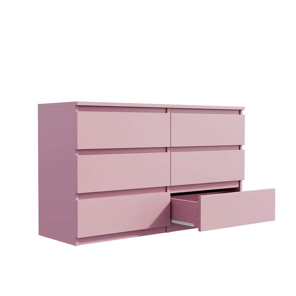 Nouveauté 2026 – Commode Resenkos moderne style milieu du siècle, 6 tiroirs, large, pour chambre à coucher, grise