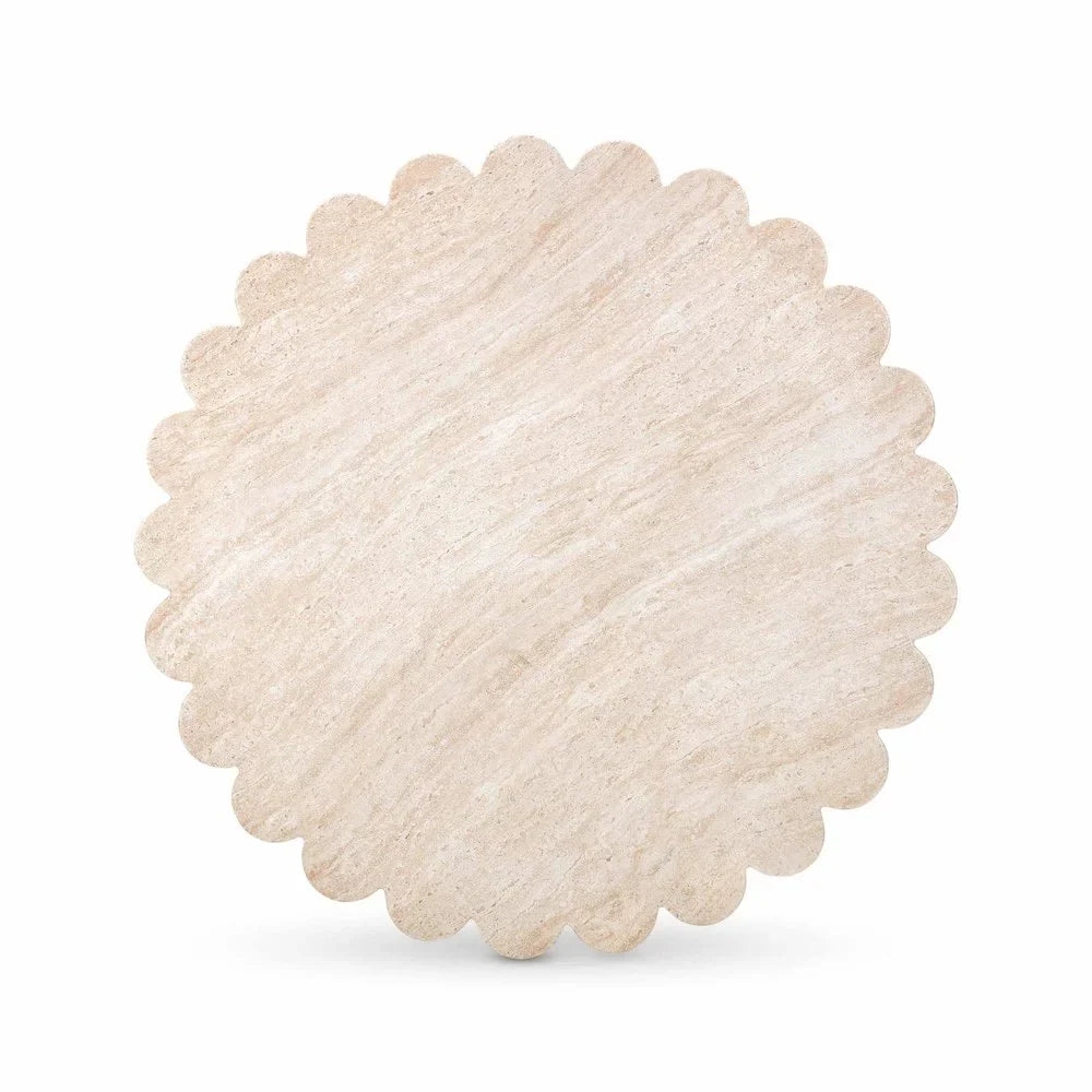 Nouveauté 2026 – Table basse d'intérieur/extérieur TOV Furniture Blossom, finition travertin lavé