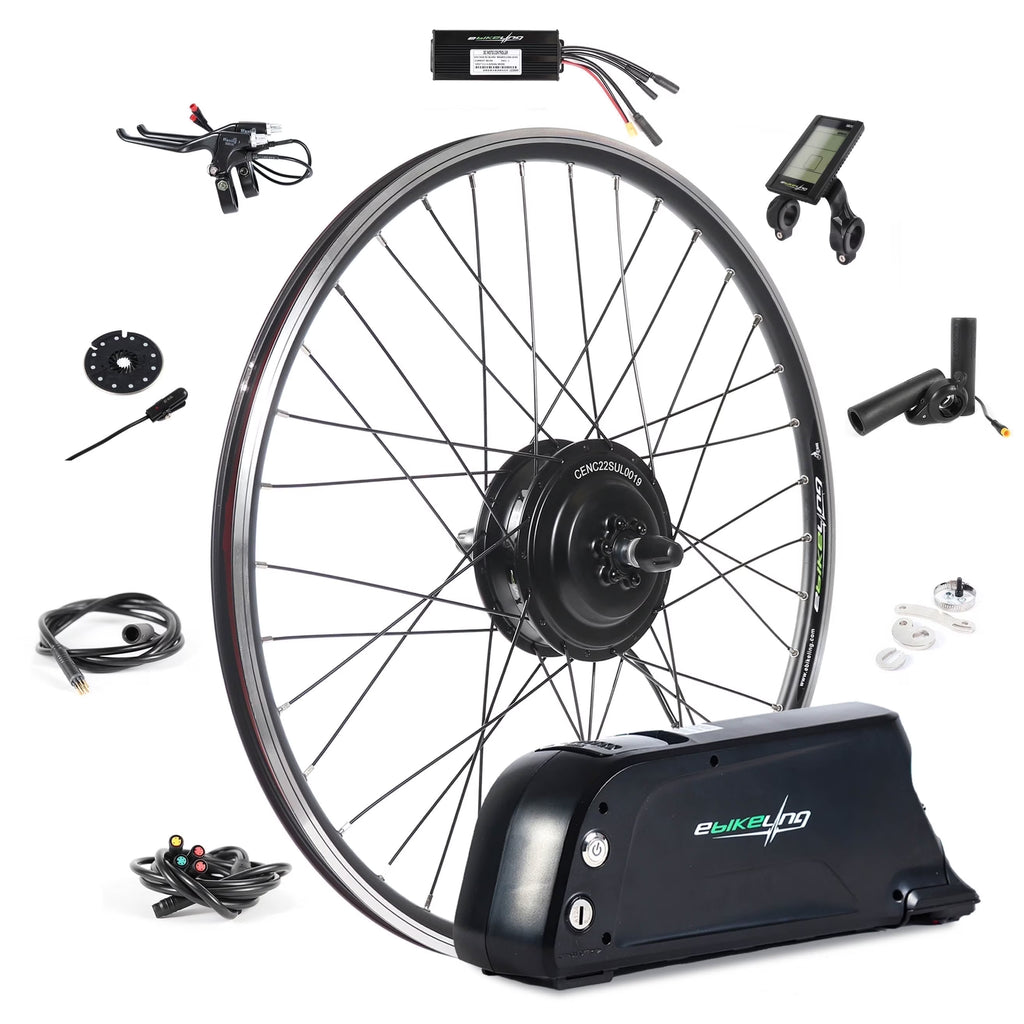 Nouveauté 2026 – Kit de conversion pour vélo électrique eBikeling (48 V 1500 W / 52 V 19,2 Ah) avec porte-bagages arrière et batterie 700C | Kit d'extension pour vélo électrique étanche offrant des performances améliorées
