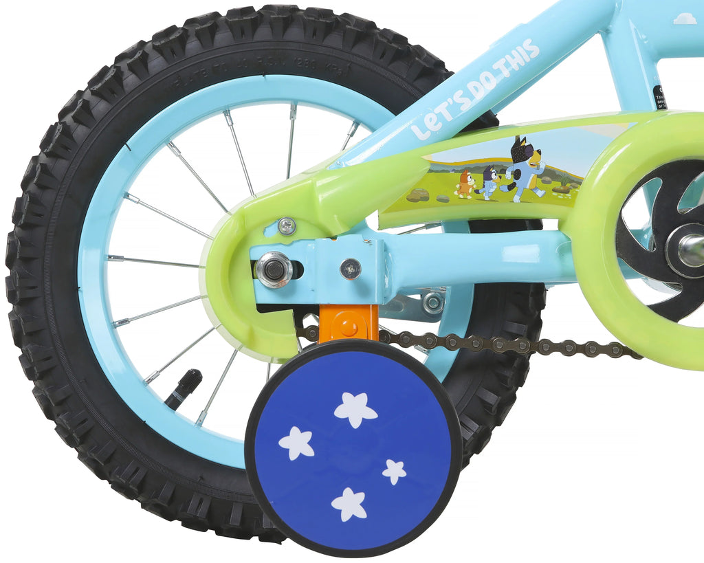 Nouveauté 2026 – Vélo BMX enfant Bluey 12 pouces (30,5 cm) avec stabilisateurs, sac en peluche, cadre en acier, frein à rétropédalage, 3-5 ans