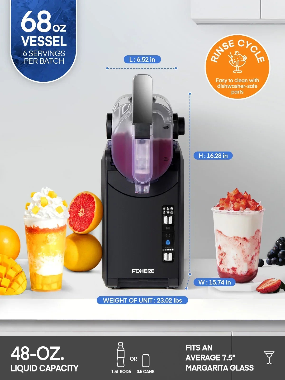 Nouveauté 2026 – Machine à granita 5 en 1 , sans glace, prête en 15 minutes, autonettoyante, idéale pour la maison. 5 programmes prédéfinis pour préparer des margaritas glacées, des frappés, des milkshakes et bien plus encore. Disponible chez FOHERE