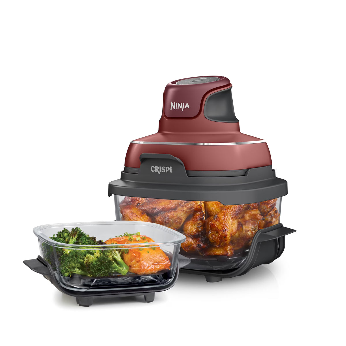 Nouveauté 2026 – Friteuse à air portable 3-en-1 Ninja Crispi , 1500 W, récipients en verre TempWare de 4 L et 5 tasses avec couvercles de conservation, compatible micro-ondes, congélateur et lave-vaisselle, blanc, FN100WH