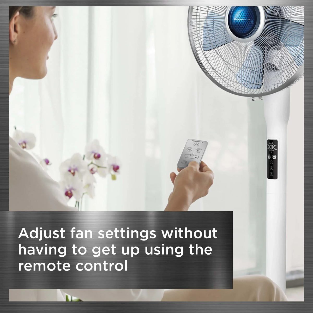 Nouveauté 2026 – Ventilateur sur pied Rowenta Turbo Silence avec télécommande, 53 pouces, portable, 5 vitesses, VU5670
