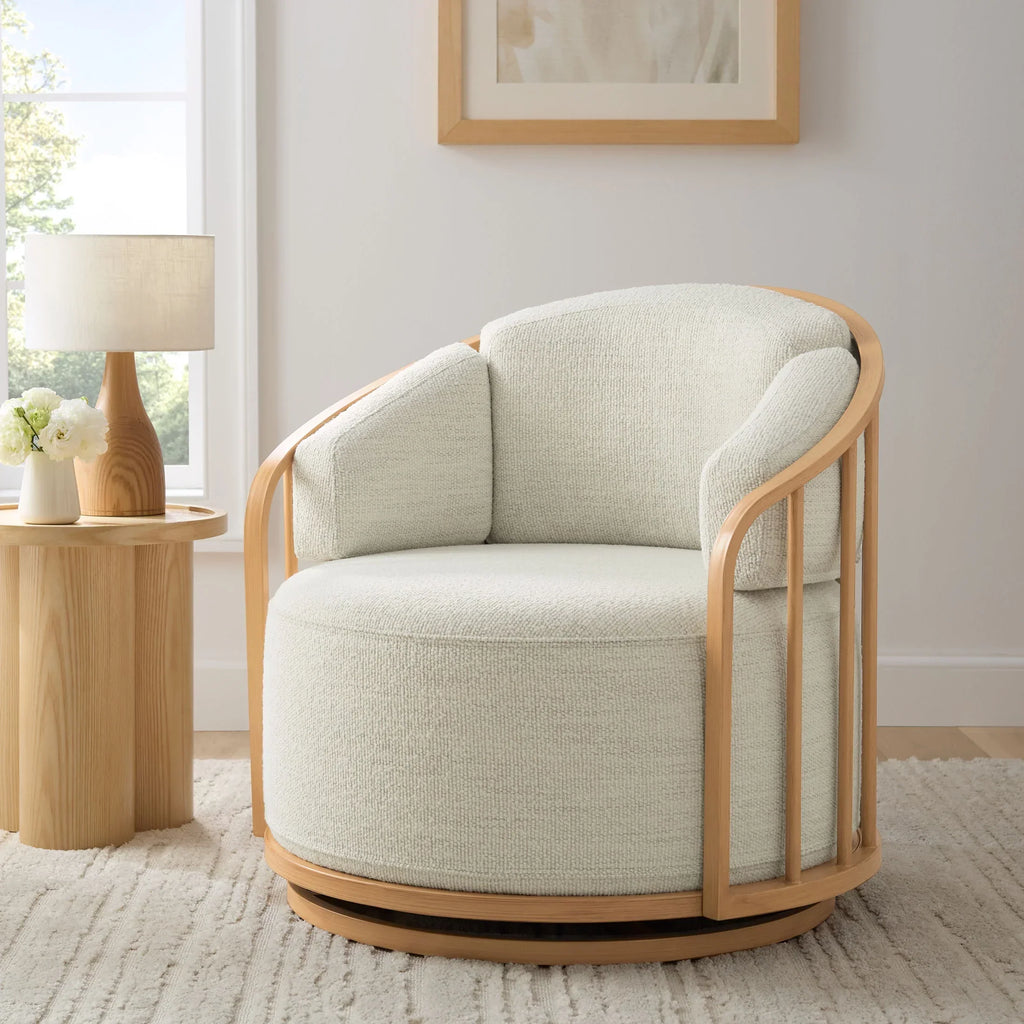 Nouveauté 2026 – Fauteuil pivotant Lillian Birdcage, lin crème, collection Better Homes & Gardens