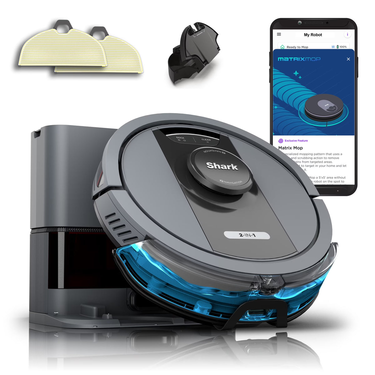 Nouveauté 2026 – Aspirateur robot laveur Shark Matrix , vidange automatique, compatible tapis et sols durs, base d'autonomie de 30 jours, cartographie précise de la maison, compatible animaux, Wi-Fi, RV2400WS