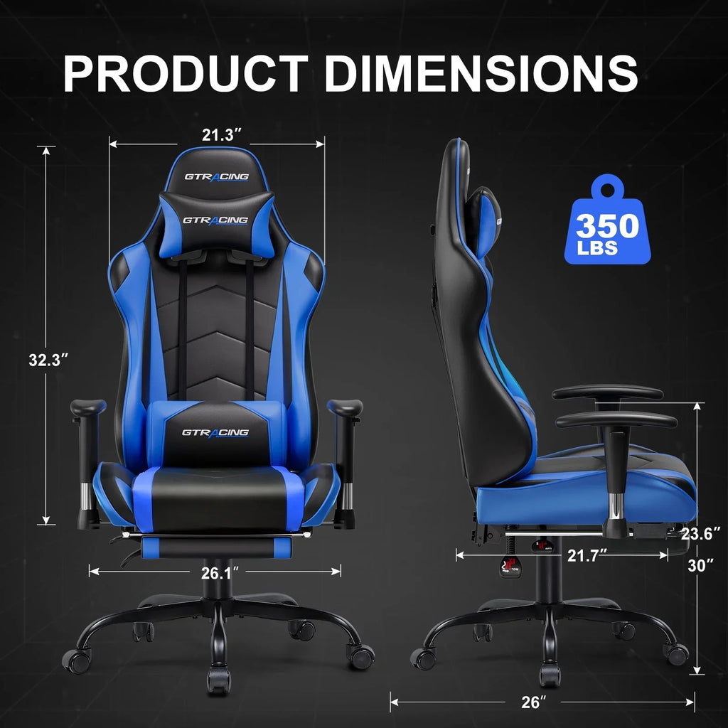 Nouveauté 2026 – Chaise de jeu GTRACING , chaise de bureau ergonomique avec soutien lombaire, revêtement en cuir PU, repose-pieds et appui-tête réglable, rouge