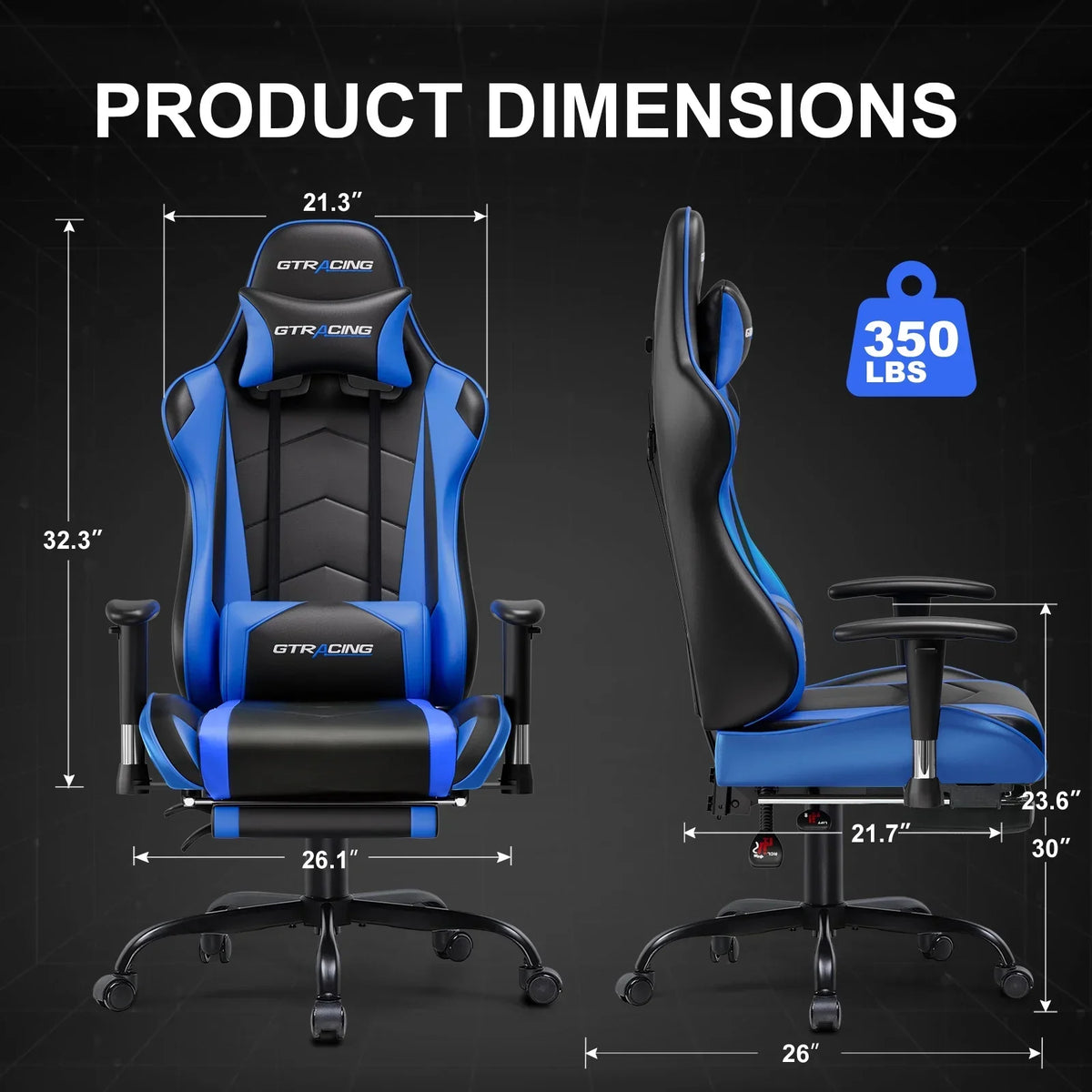 Nouveauté 2026 – Chaise de jeu GTRACING , chaise de bureau ergonomique avec soutien lombaire, revêtement en cuir PU, repose-pieds et appui-tête réglable, rouge