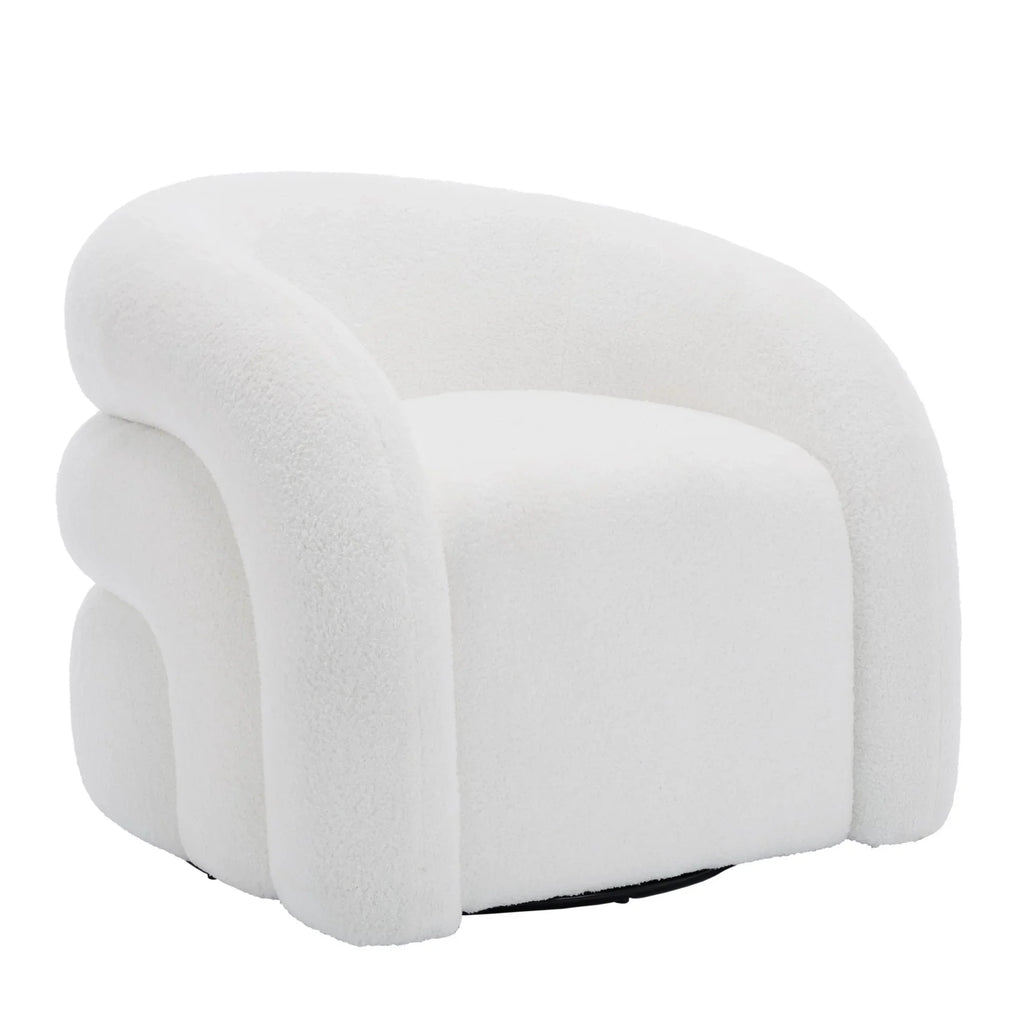 Nouveauté 2026 – Fauteuil pivotant 360" pour salon, fauteuil tonneau bouclé, canapé une place, fauteuil de lecture, vert sauge