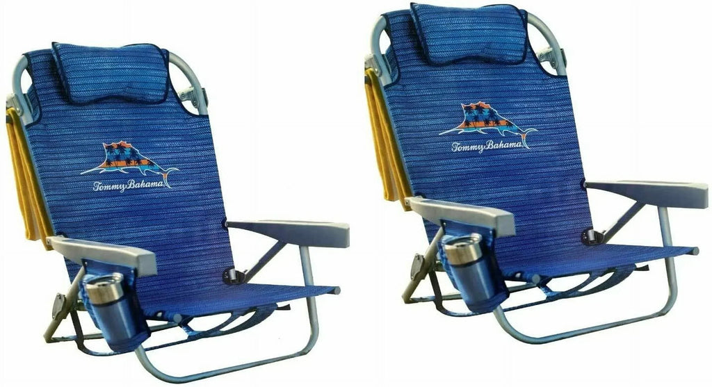 Nouveauté 2026 – Chaises de plage sac à dos Tommy Bahama - (Lot de 2 bleu