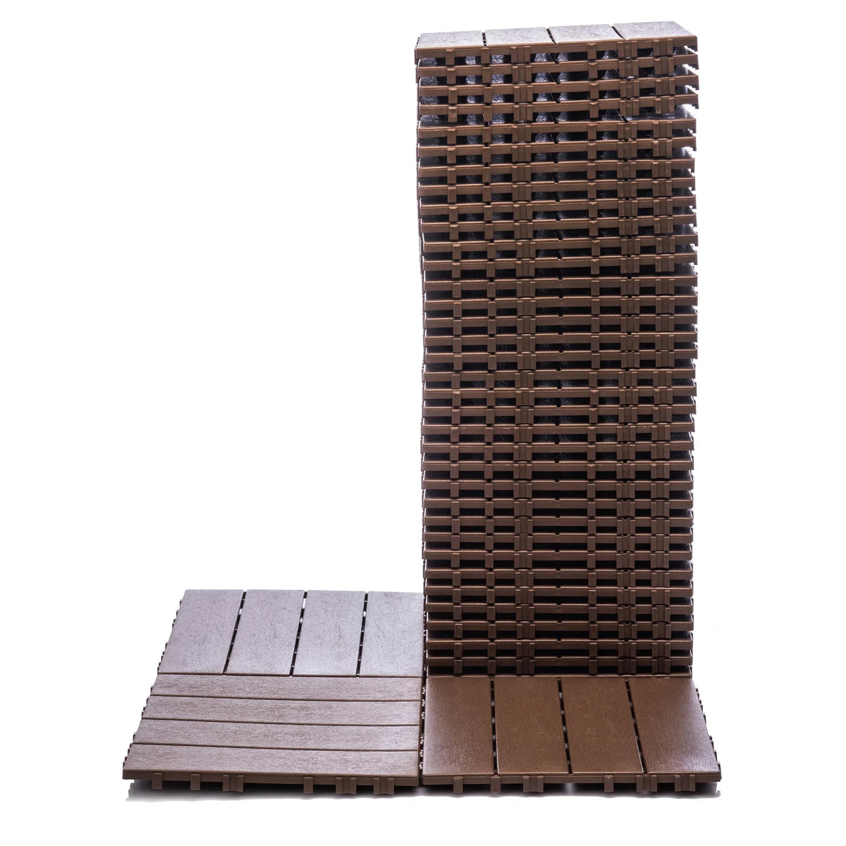 Nouveauté 2026 – Dalles de terrasse emboîtables en plastique (paquet de 76) - 6,4 m² (68,80 pi²) - Revêtement de sol extérieur en plastique ultra-résistant et imperméable - Usage intérieur/extérieur par tous les temps