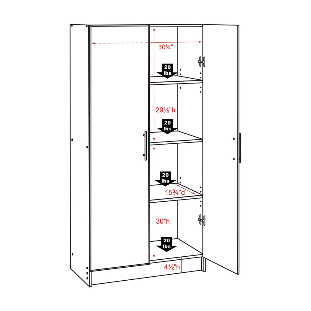 Nouveauté 2026 – Armoire de rangement sur pied Prepac Elite 2 portes, gris clair