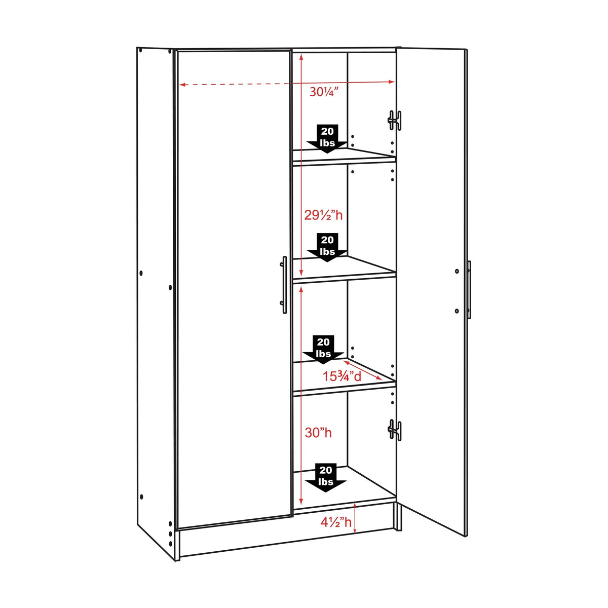 Nouveauté 2026 – Armoire de rangement sur pied Prepac Elite 2 portes, gris clair