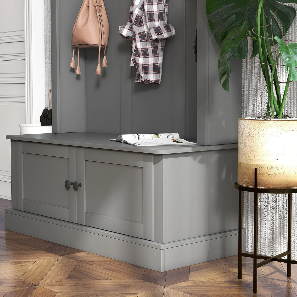 Nouveauté 2026 – Meuble d'entrée HOMCOM , banc d'entrée avec porte-manteau et meuble à chaussures, noir