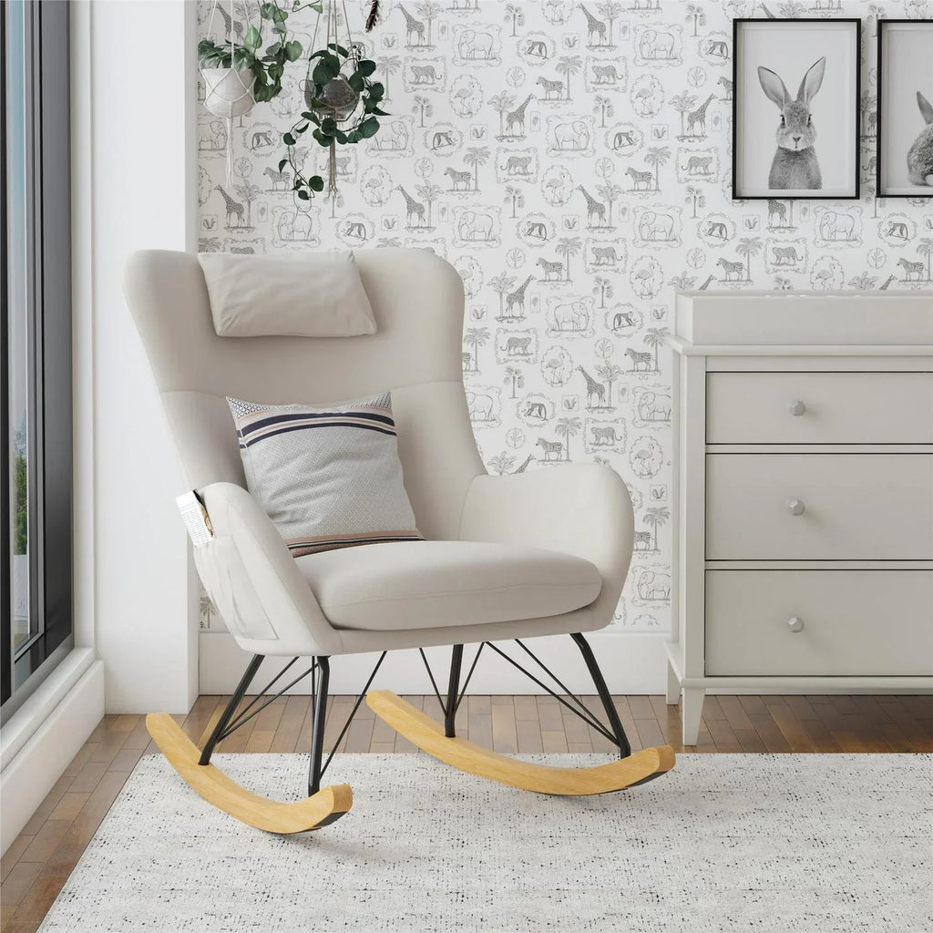 Nouveauté 2026 – Transat Baby Relax Robbie avec poches de rangement. Lin beige