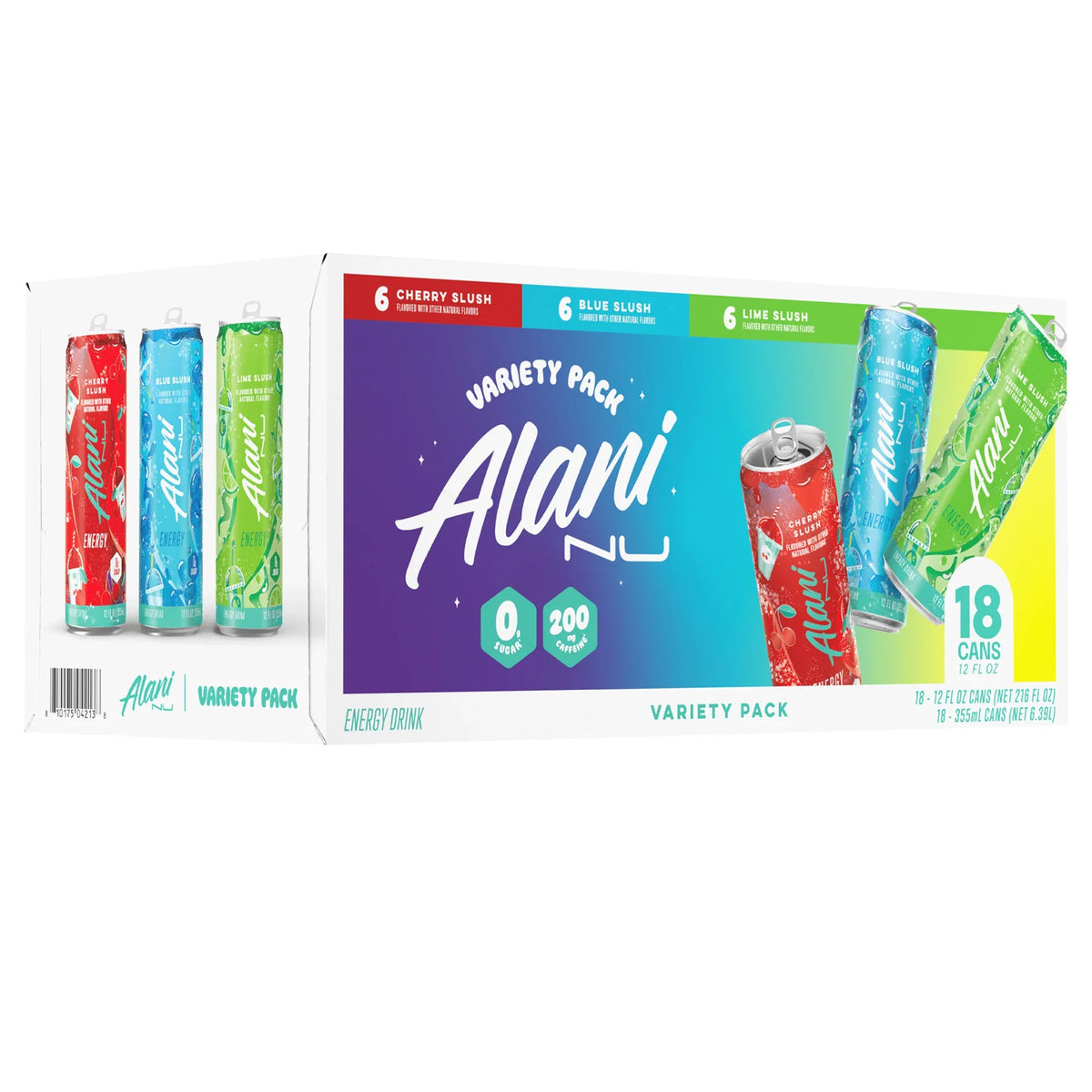 Nouveauté 2026 – Boisson énergisante Alani Nu , saveur granité citron vert, 355 ml (12 oz liq.), pack de 18