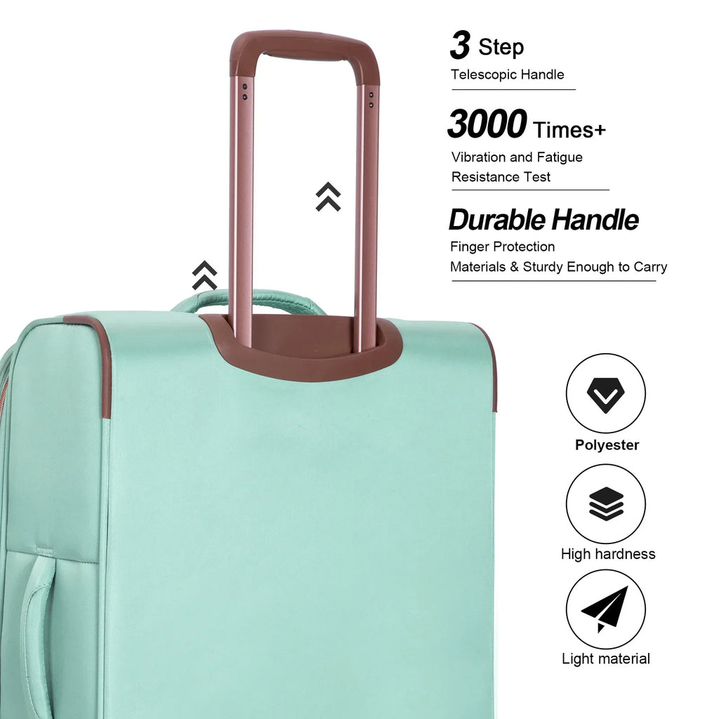Nouveauté 2026 – Ensemble de 4 bagages Travelhouse : valise souple extensible et légère avec doubles roulettes multidirectionnelles (noir
