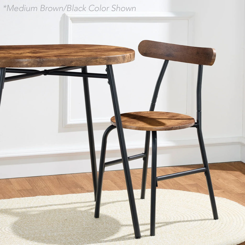 Nouveauté 2026 – Ensemble table et chaises ovales modernes 3 pièces Best Choice Products , petit coin repas avec 2 chaises - Noir/Noir