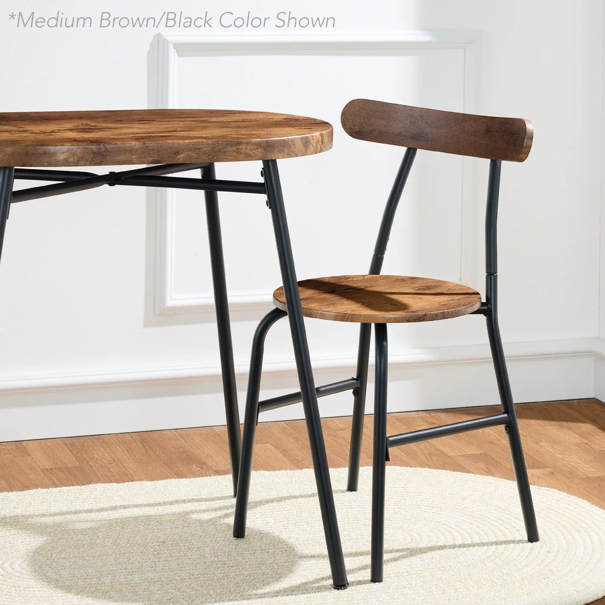 Nouveauté 2026 – Ensemble table et chaises ovales modernes 3 pièces Best Choice Products , petit coin repas avec 2 chaises - Noir/Noir