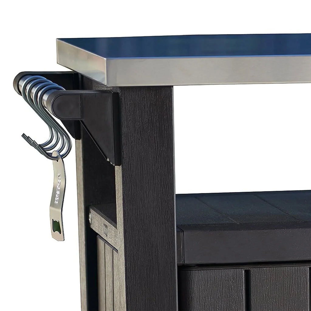 Nouveauté 2026 – Chariot de bar de cuisine extérieure Keter Unity XL avec armoire de rangement, marron