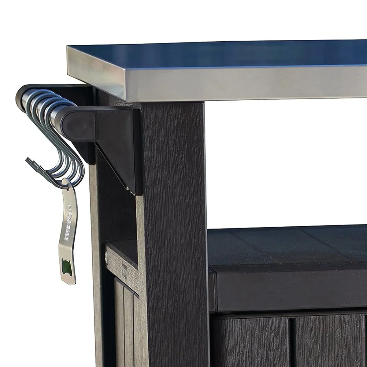 Nouveauté 2026 – Chariot de bar de cuisine extérieure Keter Unity XL avec armoire de rangement, marron