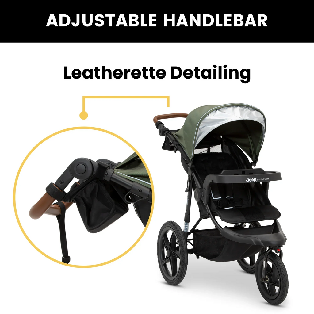 Nouveauté 2026 – Poussette de jogging Jeep TurboGlyde de Delta Children, noire
