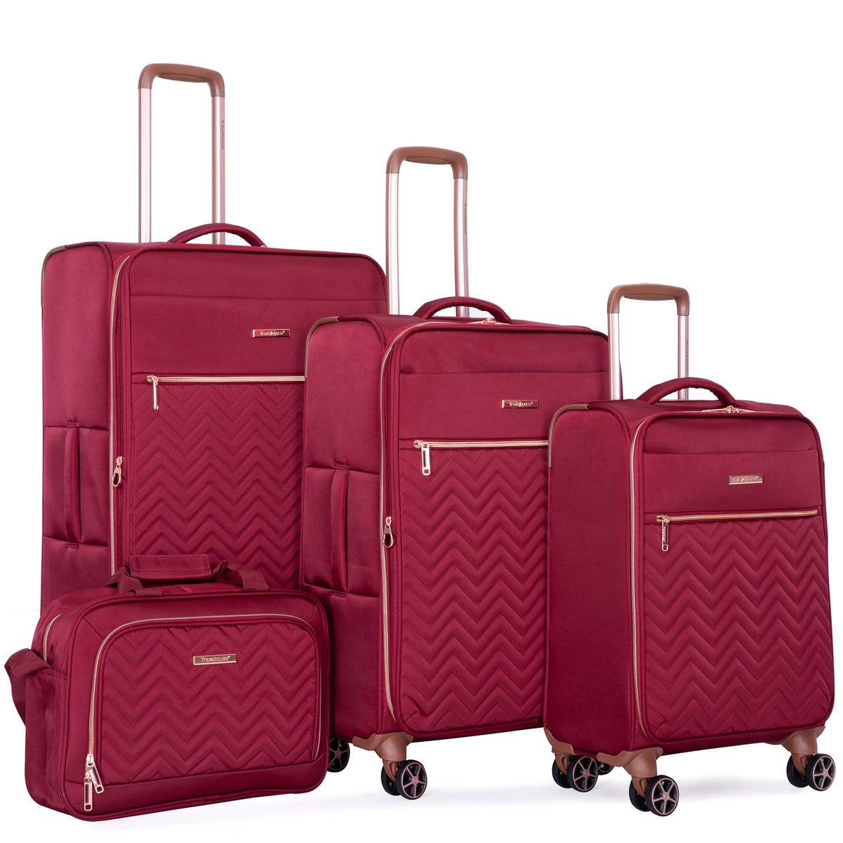 Nouveauté 2026 – Ensemble de 4 bagages Travelhouse : valise souple extensible et légère avec doubles roulettes multidirectionnelles (noir