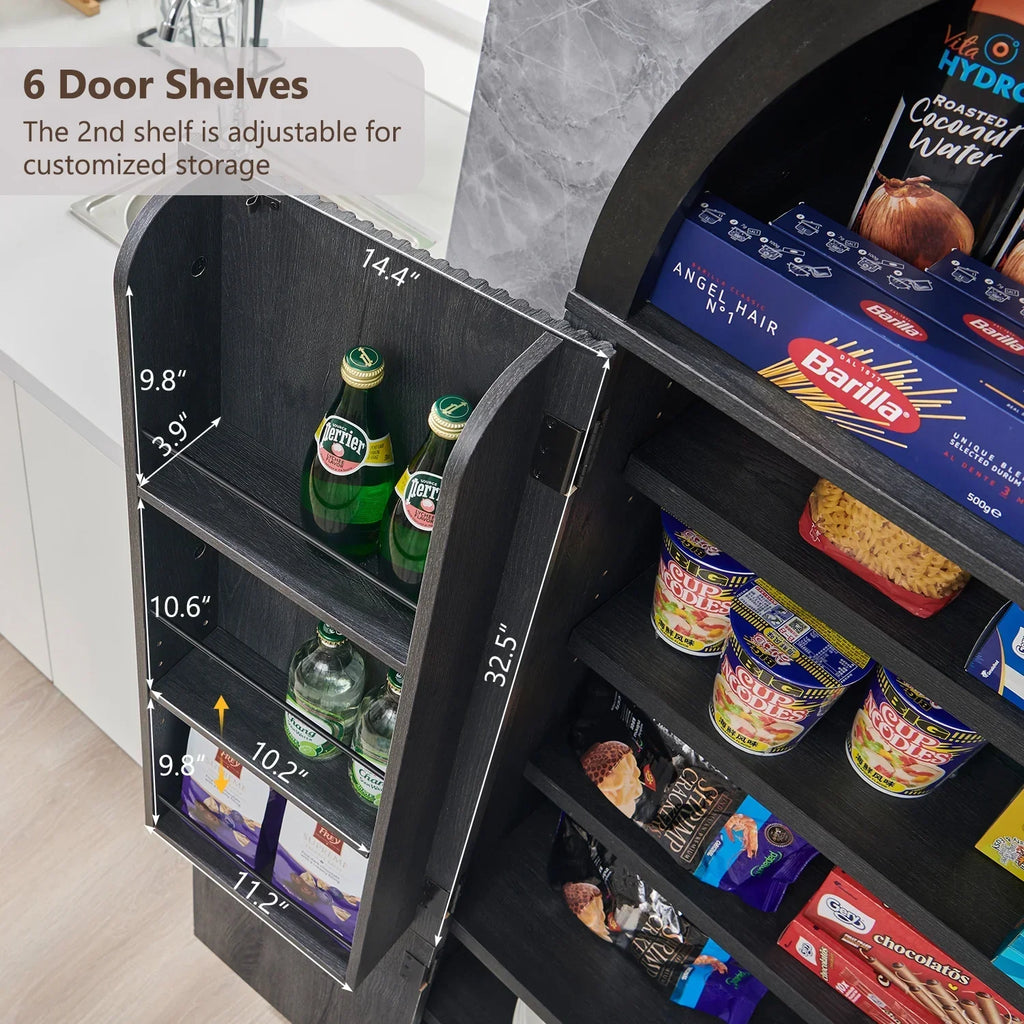 Nouveauté 2026 – Armoire de rangement de cuisine IFGET , 180 cm de haut, style arqué, avec étagères réglables, idéale pour la cuisine et la salle à manger