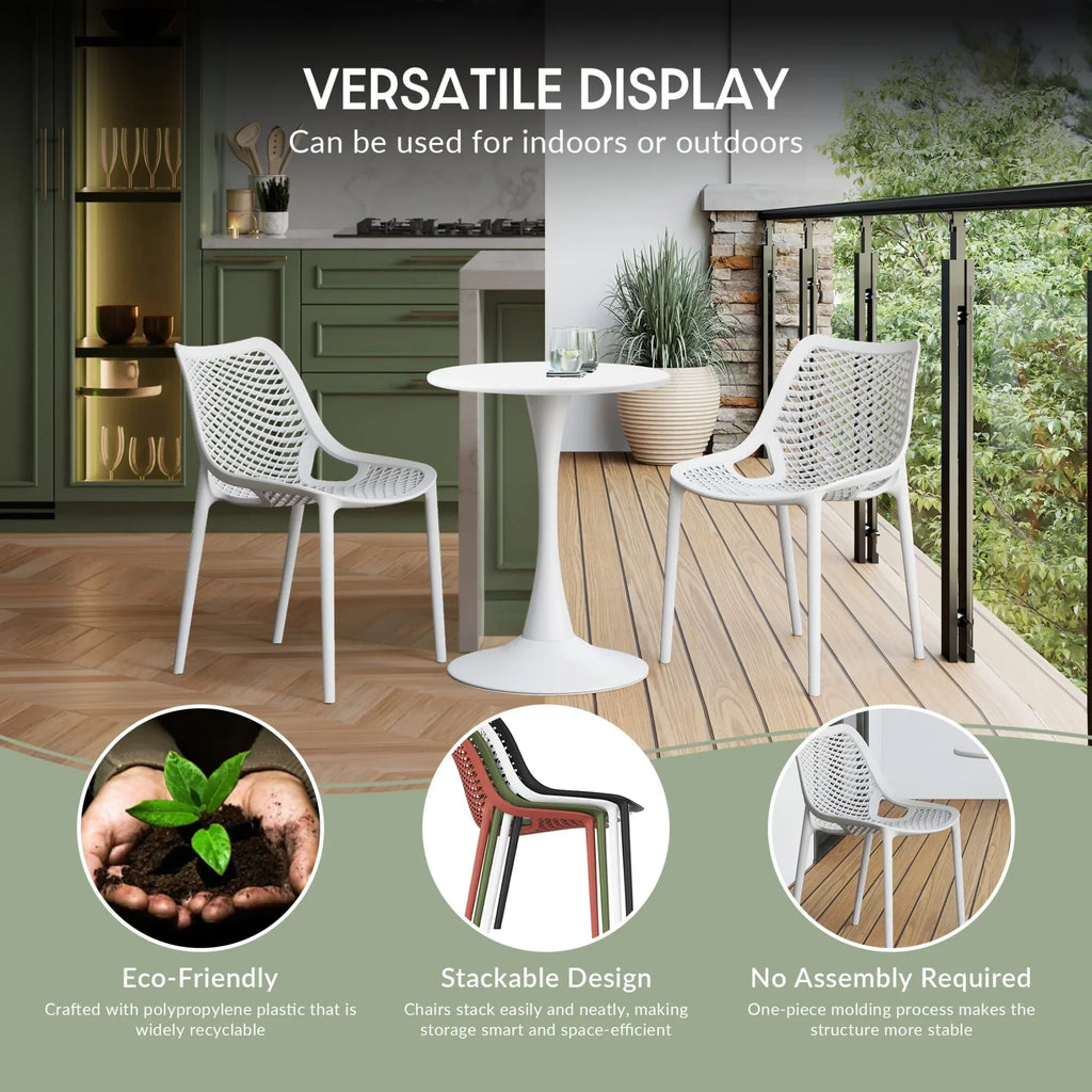 Nouveauté 2026 – Ensemble de salle à manger d'extérieur WestinTrends Playa 5 pièces avec table et chaises empilables, structure en métal, vert olive