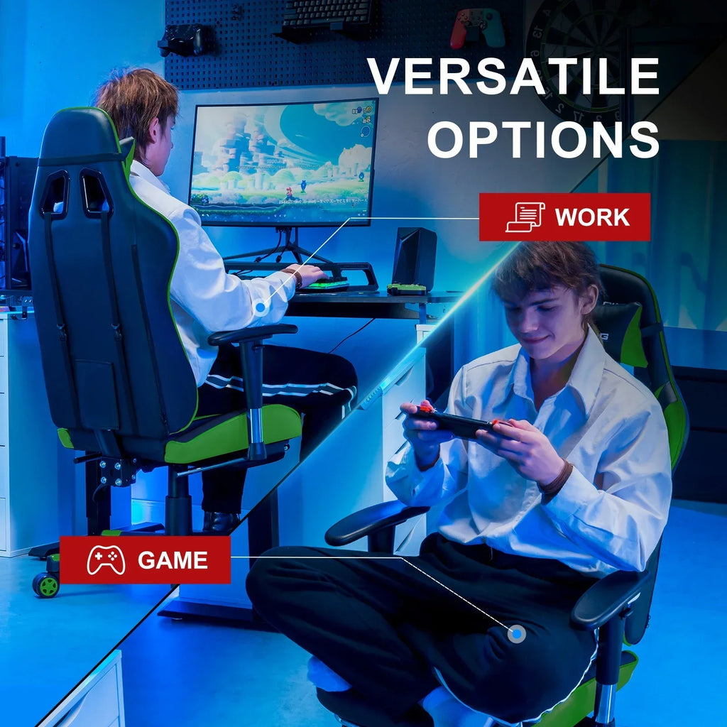 Nouveauté 2026 – Chaise de jeu GTRACING , chaise de bureau ergonomique avec soutien lombaire, revêtement en cuir PU, repose-pieds et appui-tête réglable, rouge