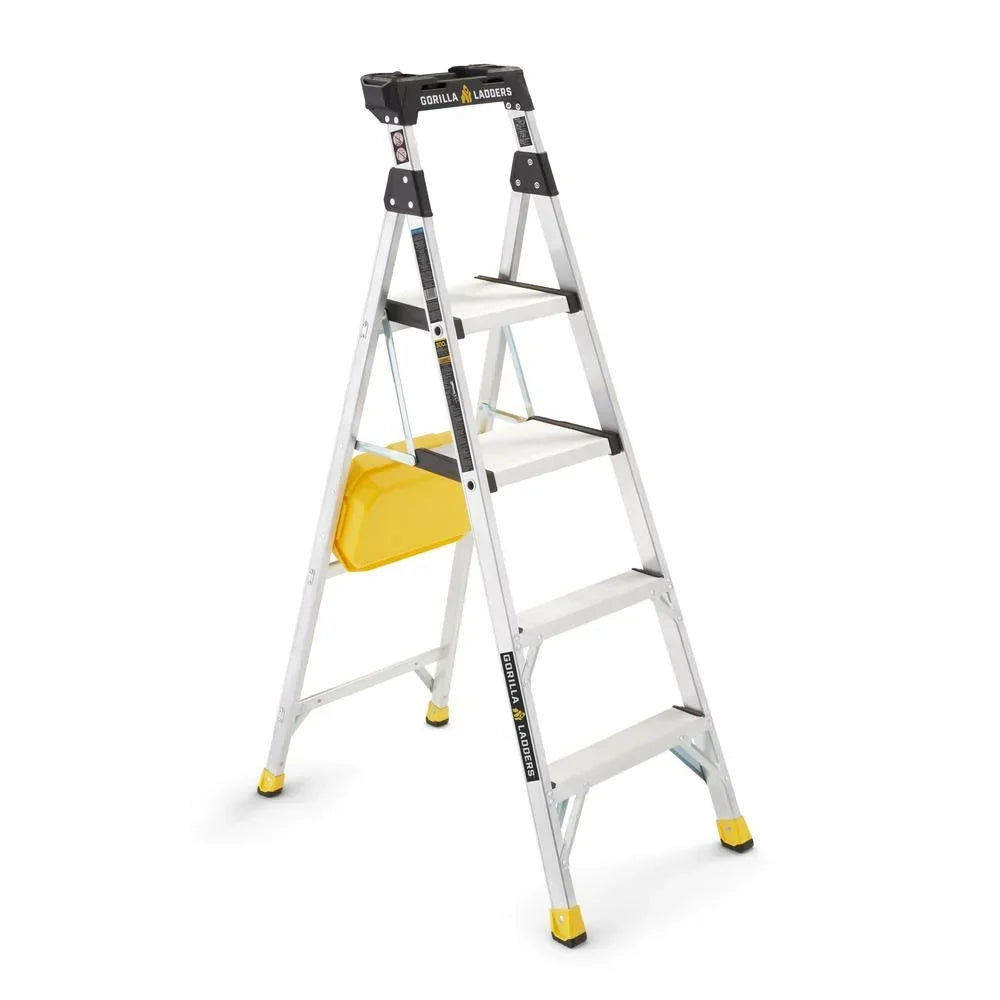 Nouveauté 2026 – Échelle robuste à double plateforme amovible Gorilla Ladders avec nacelle intégrée, 1,7 m, aluminium, multicolore