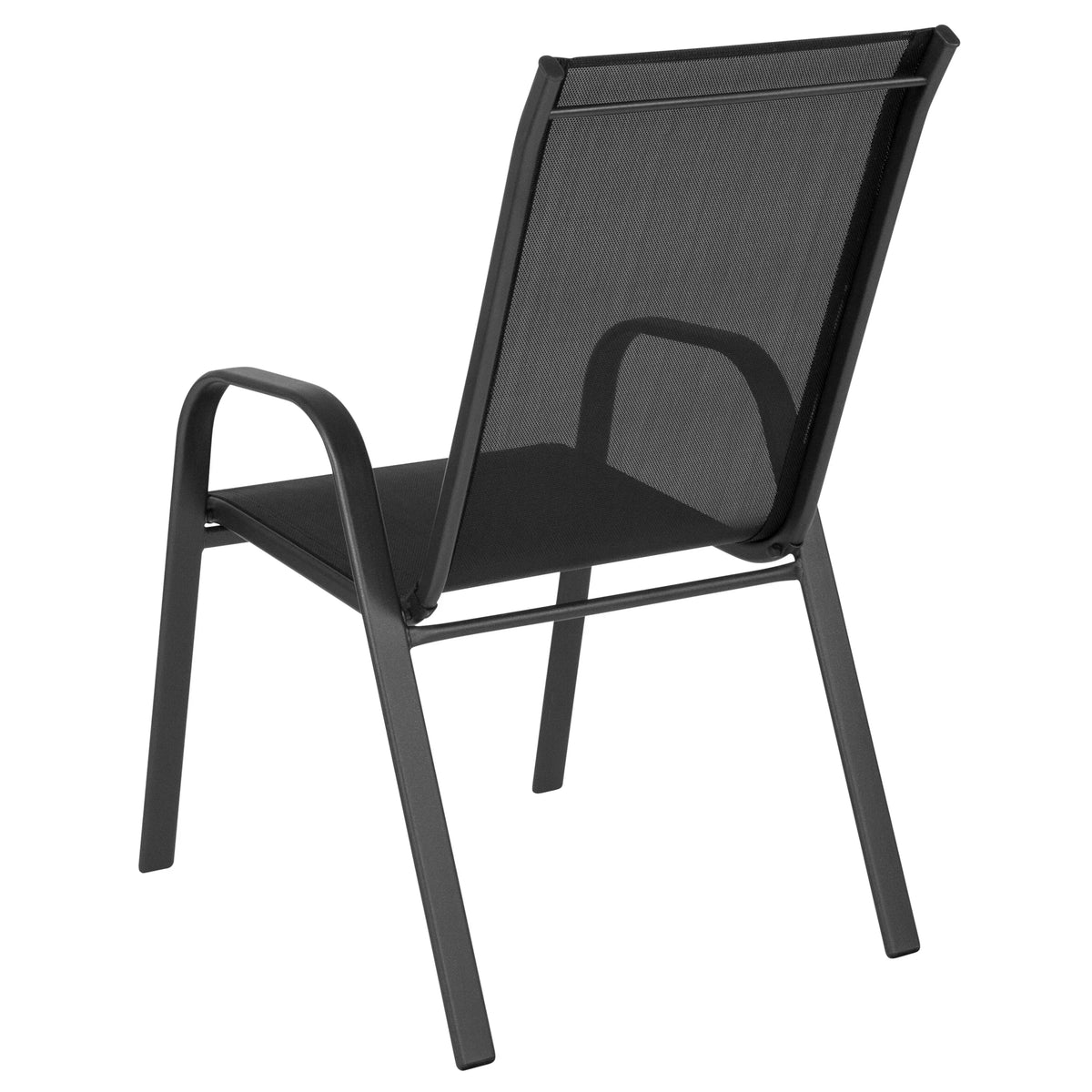 Nouveauté 2026 – Lot de 5 chaises empilables d'extérieur BizChair noires , revêtement Flex Comfort et structure en métal