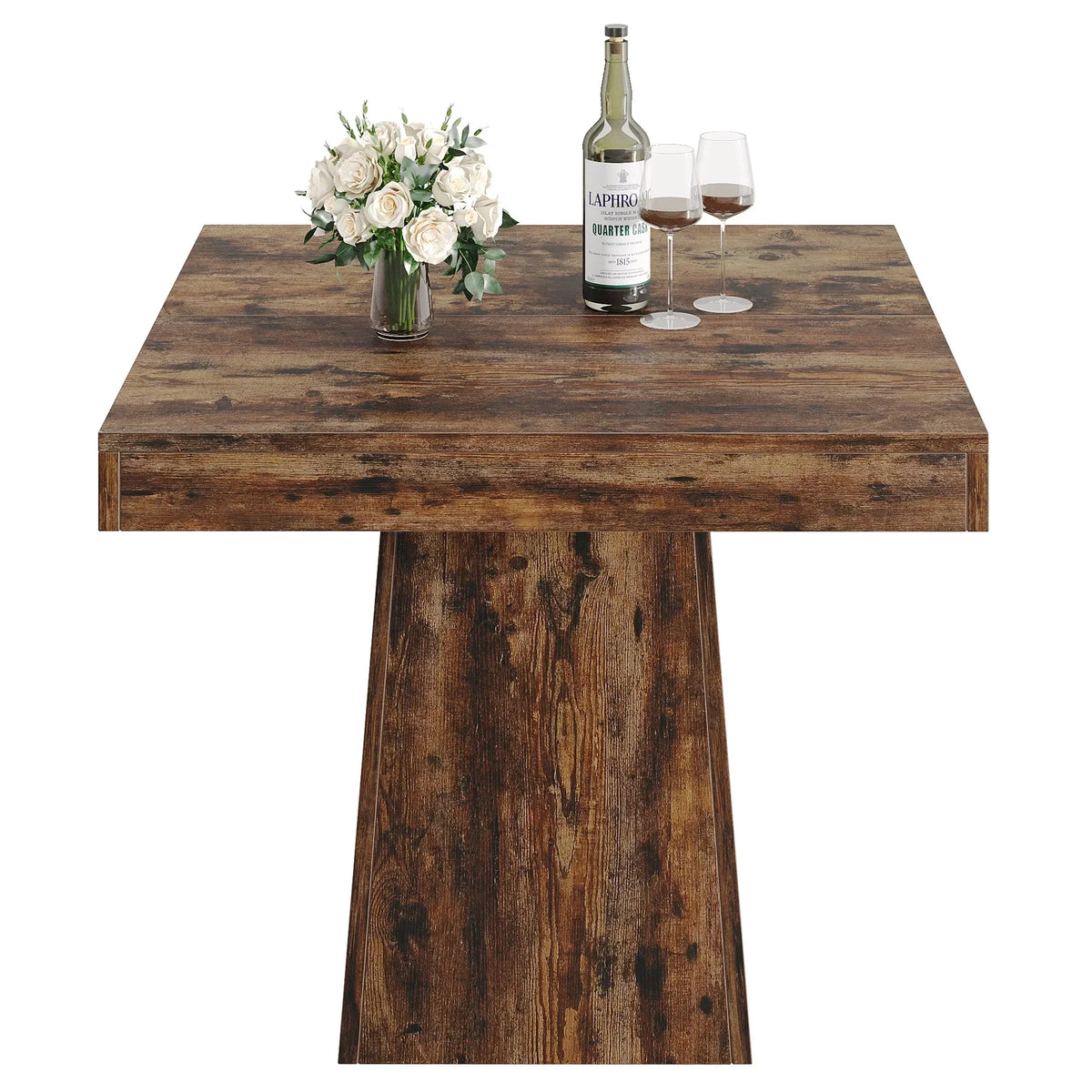 Nouveauté 2026 – Table de salle à manger carrée Tribesigns pour 4 personnes, 80 cm (31,5 pouces), petite table de cuisine avec pied central robuste, style ferme, idéale pour la salle à manger, le salon ou la cuisine, couleur marron vintage