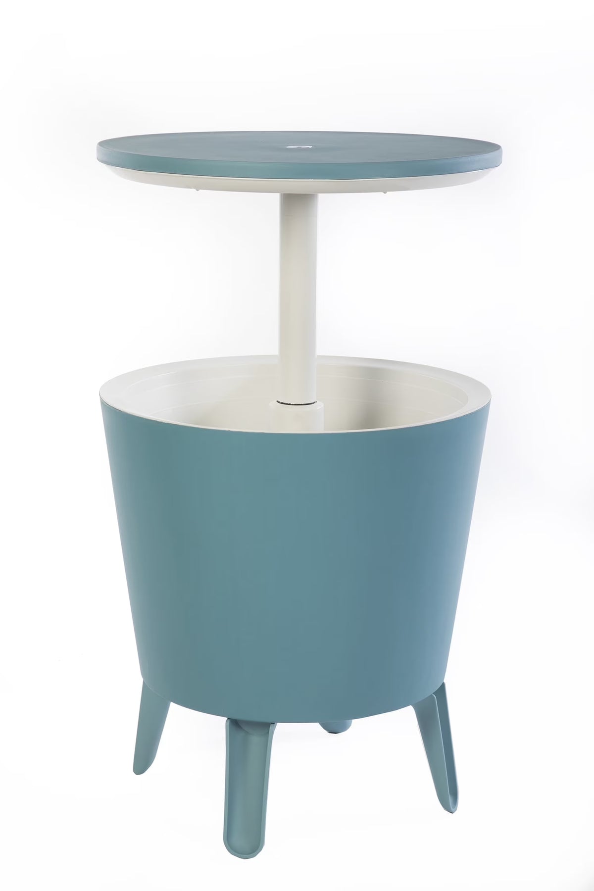 Nouveauté 2026 – Table d'appoint et bar isotherme Keter Pacific Cool Bar 2 en 1 de 28 litres (7,5 gallons), résistante aux intempéries, en résine durable, aspect rotin marron