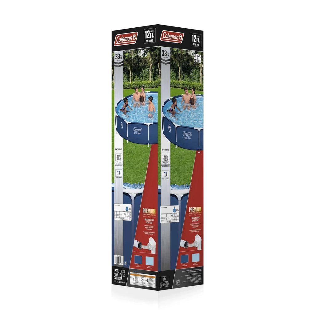 Nouveauté 2026 – Piscine hors sol ronde à structure métallique Coleman Steel Pro 12 pi x 33 po