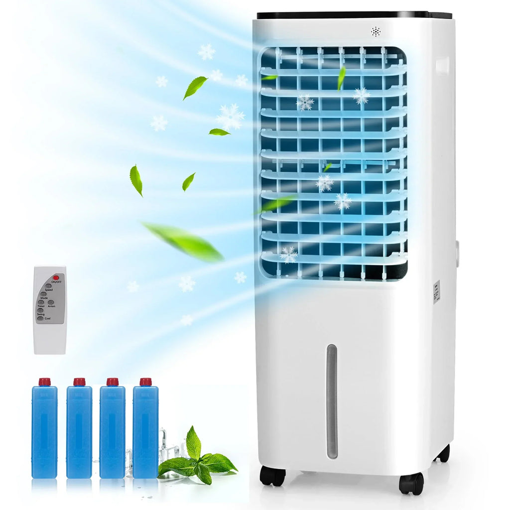 Nouveauté 2026 – Refroidisseur d'air évaporatif portable 4 en 1 Costway , réservoir d'eau de 12 L, 4 compartiments à glace