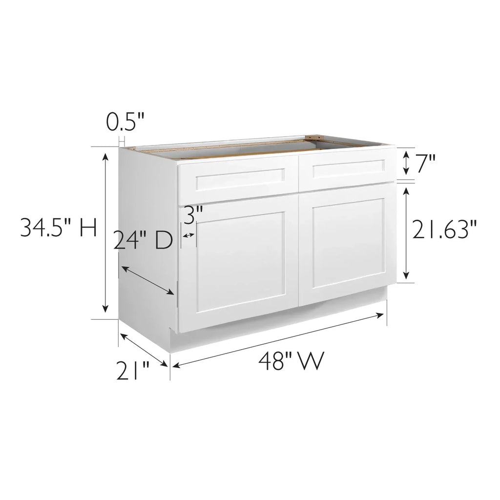 Nouveauté 2026 – Meuble bas de cuisine Design House Brookings , en bois, style Shaker, à 2 portes et 2 tiroirs (48 x 34,5 x 24 po), prêt à assembler, blanc Sherwin Williams