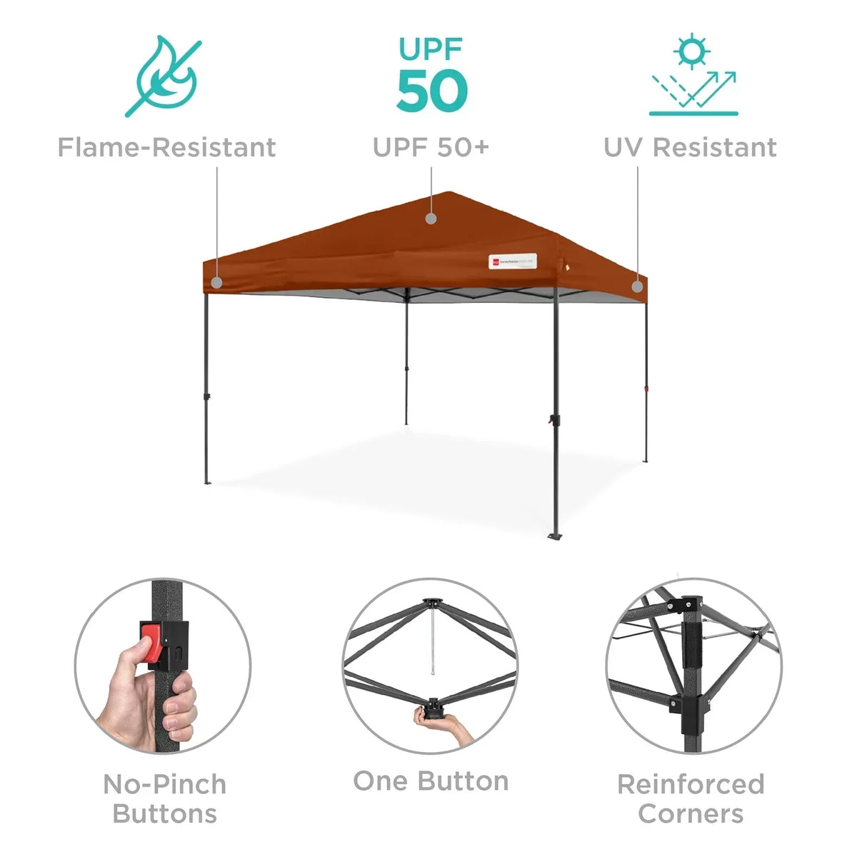 Nouveauté 2026 – Best Choice Products 3,66 m x 3,66 m - Abri pliant facile à monter avec installation en un clic, sac à roulettes et 4 sacs de lestage - Bleu marine