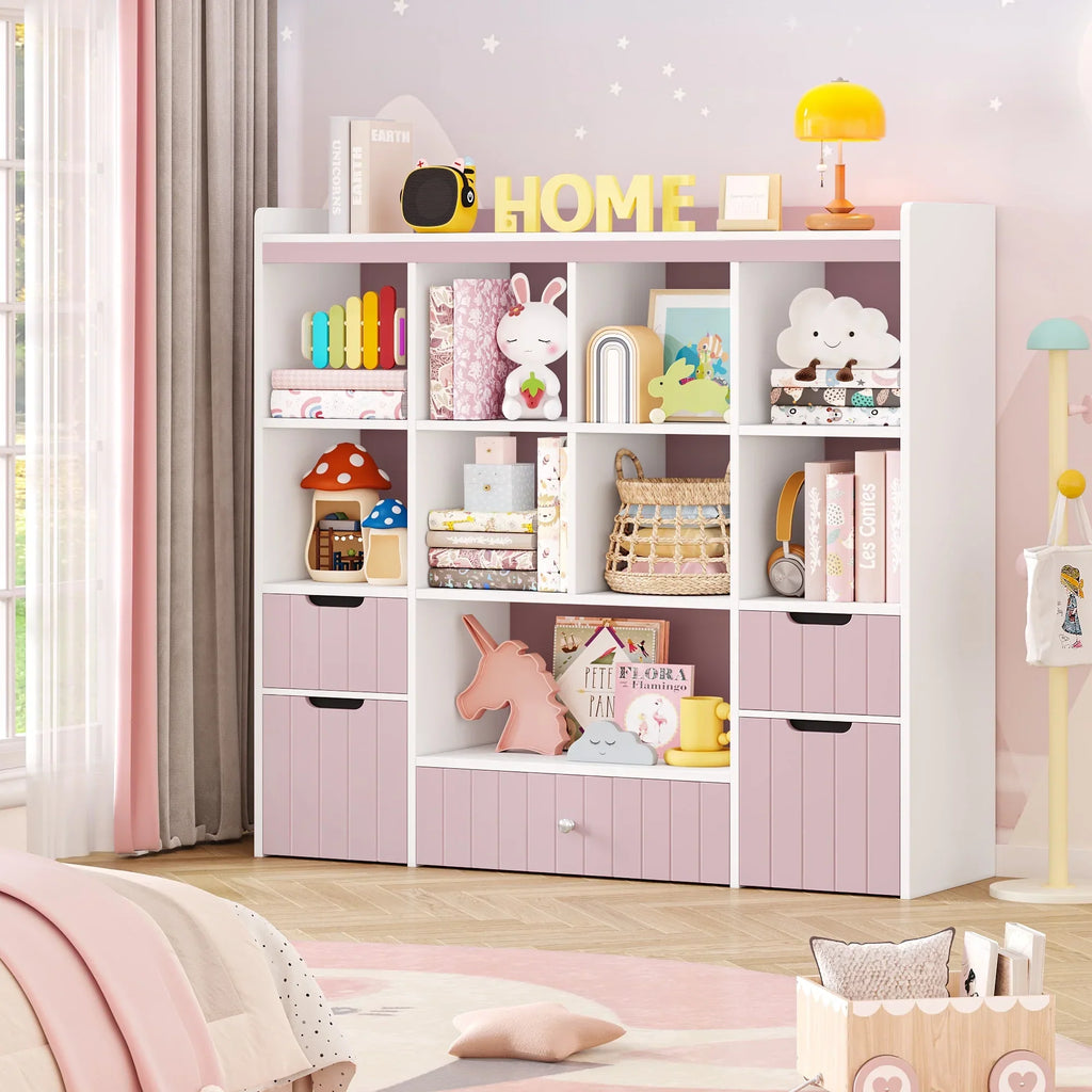 Nouveauté 2026 – Coffre de rangement pour jouets Homfa avec compartiments, tiroirs amovibles, bibliothèque pour chambre ou salon, gris