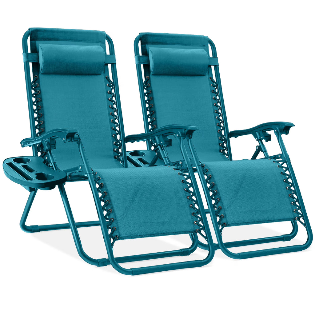 Nouveauté 2026 – Ensemble de 2 fauteuils inclinables zéro gravité Best Choice Products pour terrasse et piscine avec porte-gobelet - Gris