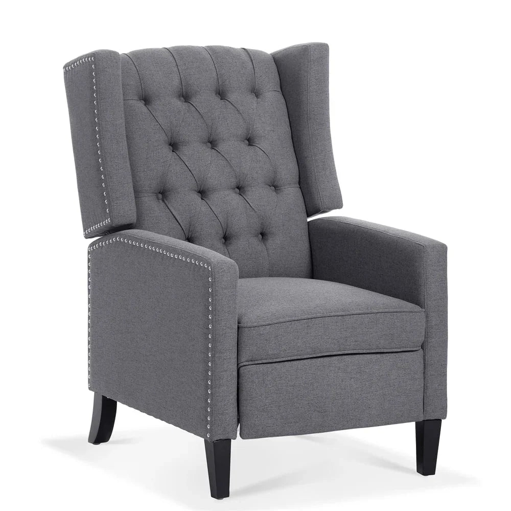 Nouveauté 2026 – Fauteuil d'appoint Triple Tree Modern en tissu, mousse et bois massif, imprimé, garniture cloutée, beige