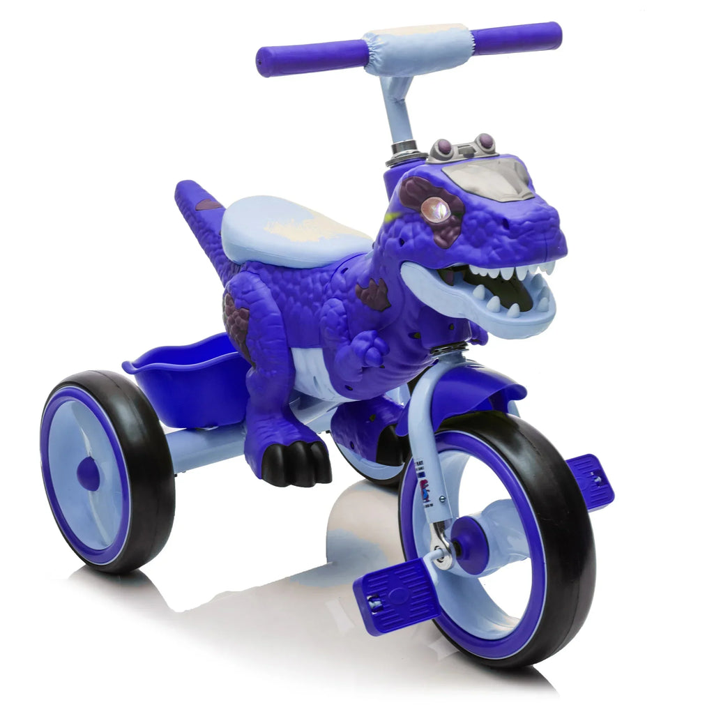 Nouveauté 2026 – Tricycle dinosaure Xuanlur pour enfants , avec larges roues lumineuses, pédales antidérapantes, panier arrière, musique et lumières LED, jouet idéal pour les enfants de 3 à 6 ans (vert