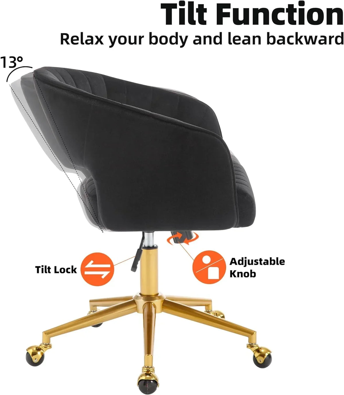 Nouveauté 2026 – Chaise de bureau Westice , chaise de travail en velours, chaise pivotante réglable en hauteur avec base dorée, idéale pour coiffeuse, bureau, salon ou salle informatique, beige