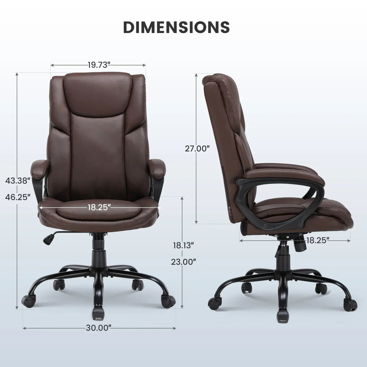 Nouveauté 2026 – Fauteuil de bureau ergonomique Mainstays Executive à dossier haut en cuir noir