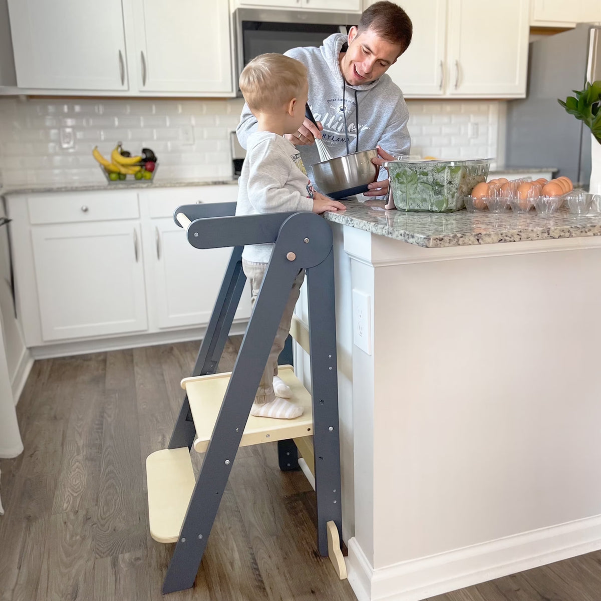 Nouveauté 2026 – Tour de cuisine pliable HARPPA pour tout-petits, tour sur pied pour enfants de 1,5 à 6 ans, blanche